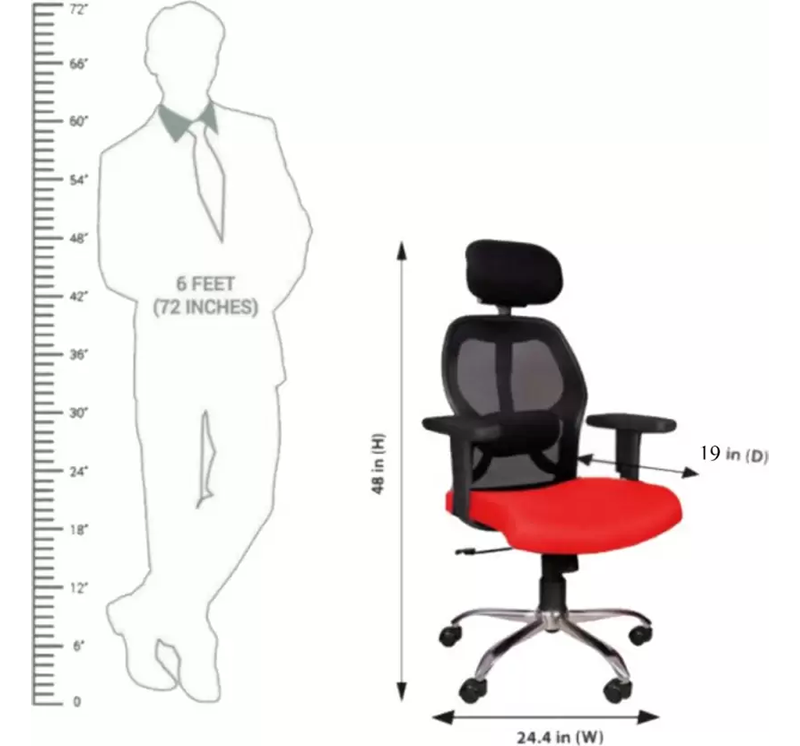 Hunky Matrix High Back Revolving Employee Chair ( Red , Black ) ( DIY )