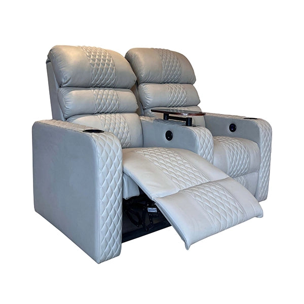 Hunky Suede Fabric Diamond Stitching Pattern 2 Seater Reclining Sofa