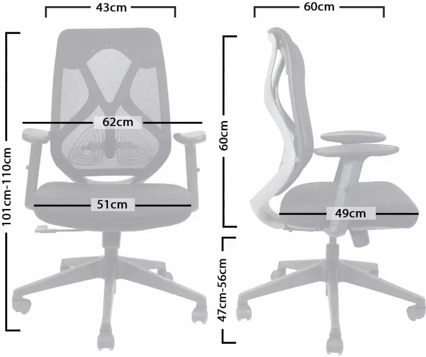 Hunky Spine Medium Back ( Black / White/ Grey ) With 2D Adjustable PU Padded Armrest ,3 Year Warranty , Lumbar Support ,Smart Synchro Multi Lock Mechanism & Heavy Duty Nylon Base (White & Grey )