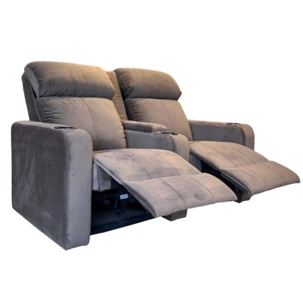 Hunky 2 Seater Suede Fabric Reclining Sofa With Cup Holders