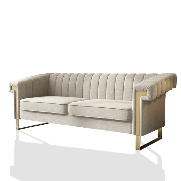 Hunky Modern Stylish Suede Fabric Sofa Set with Stainless Steel Frame