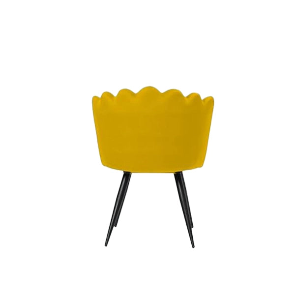 Hunky Crown Designed Luxurious Puffy Chair of Velvet material and Powder Coated Metal legs