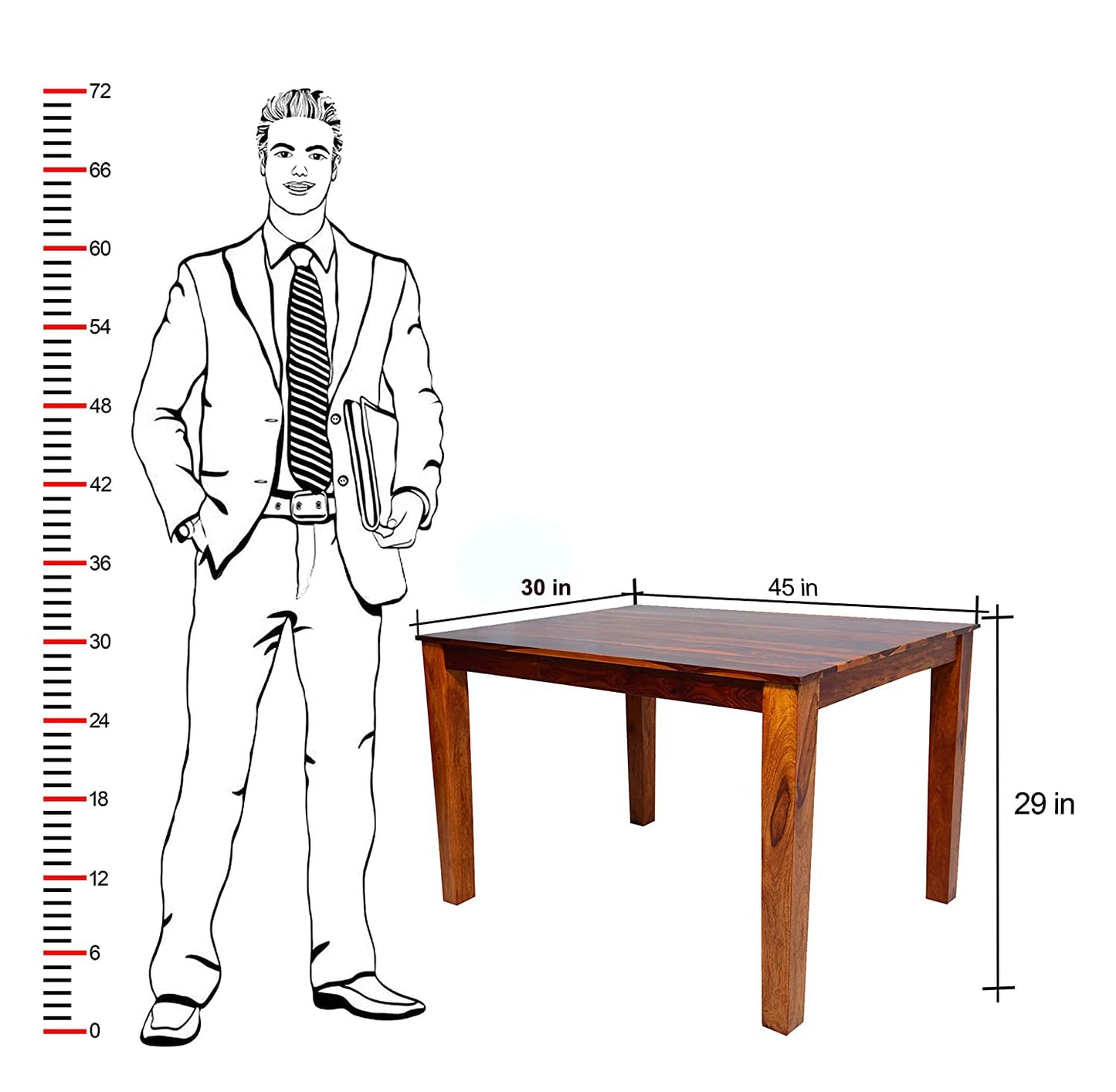 Hunky Solara 4 - Seater Sheesham Wood Dining Table Set