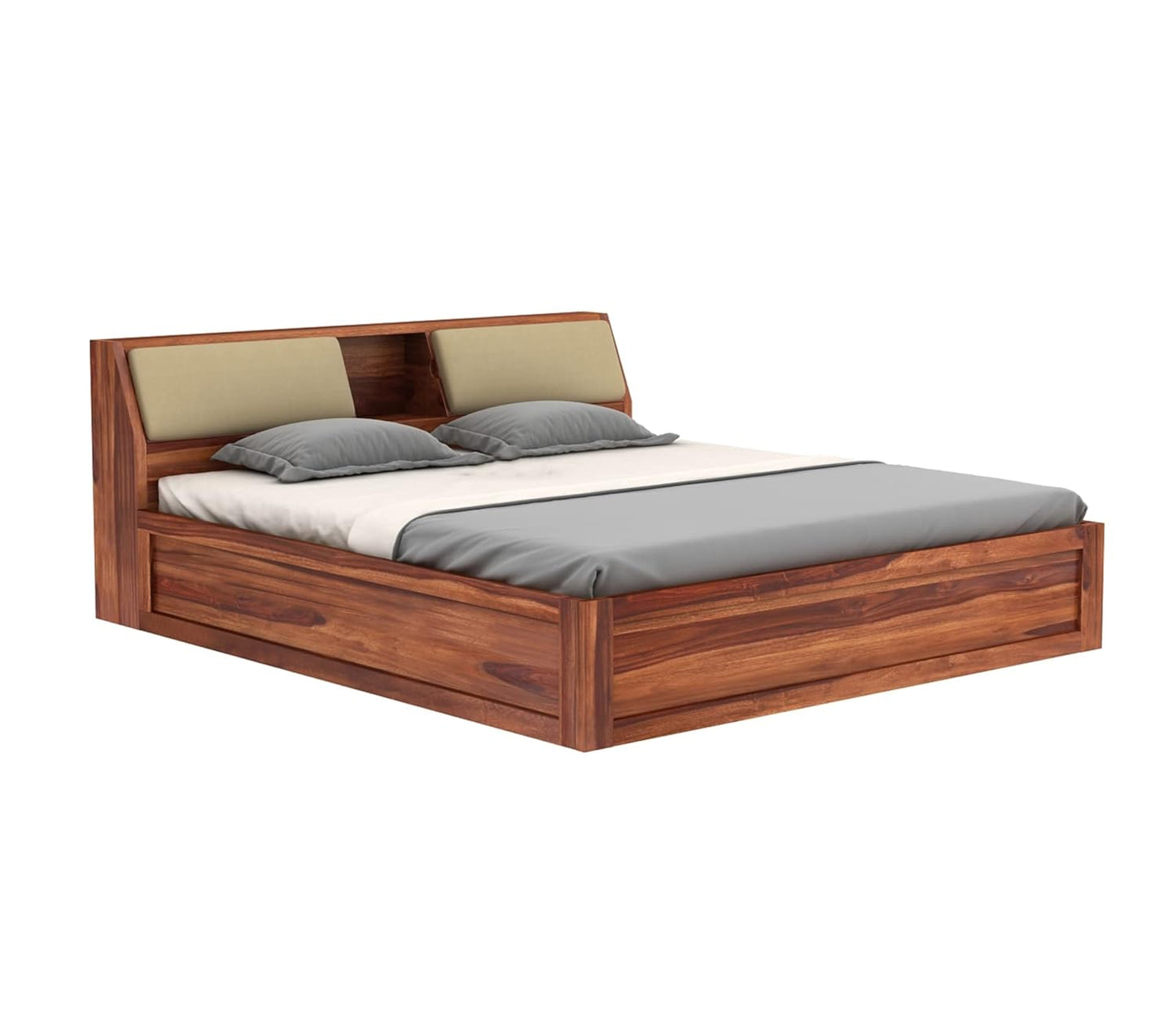 Hunky Sheesham Wood King Size Storage Bed – Wooden Double Bed for Bedroom & Living Room