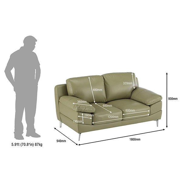 Hunky Premium Leatherette 3 seater sofa Set with wooden Frame and chrome base