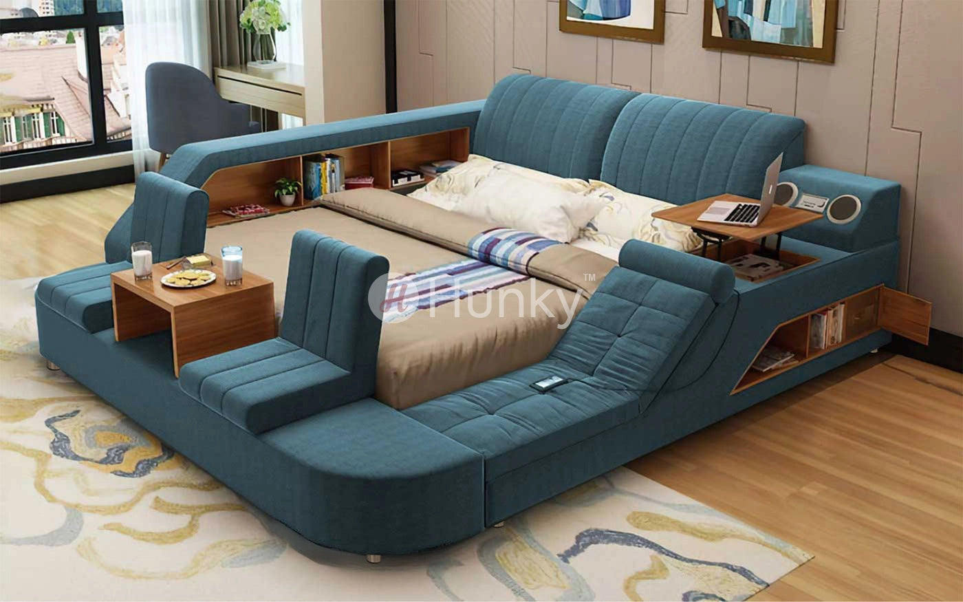 Hunky Multifunction Ultimate Smart Bed With Built-in Massage Chair, Speakers and Storage