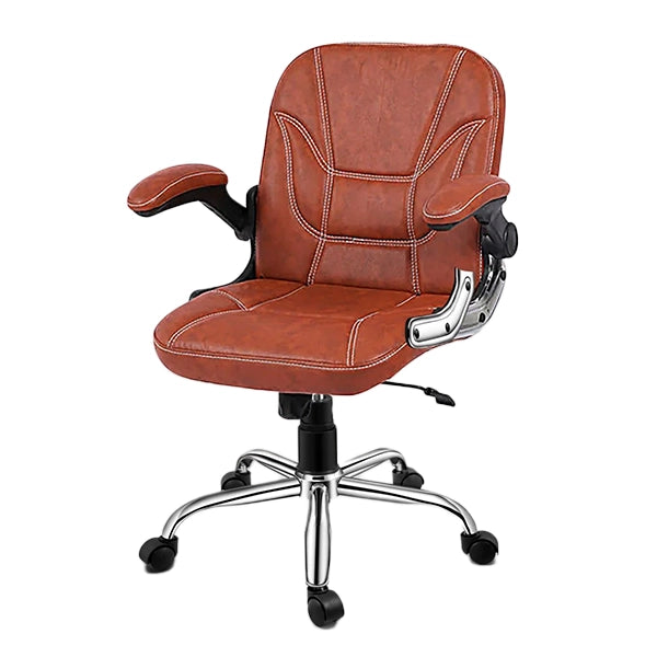 Hunky Medium Back Leatherette Office Boss Chair With Armrest and Height Adjustment