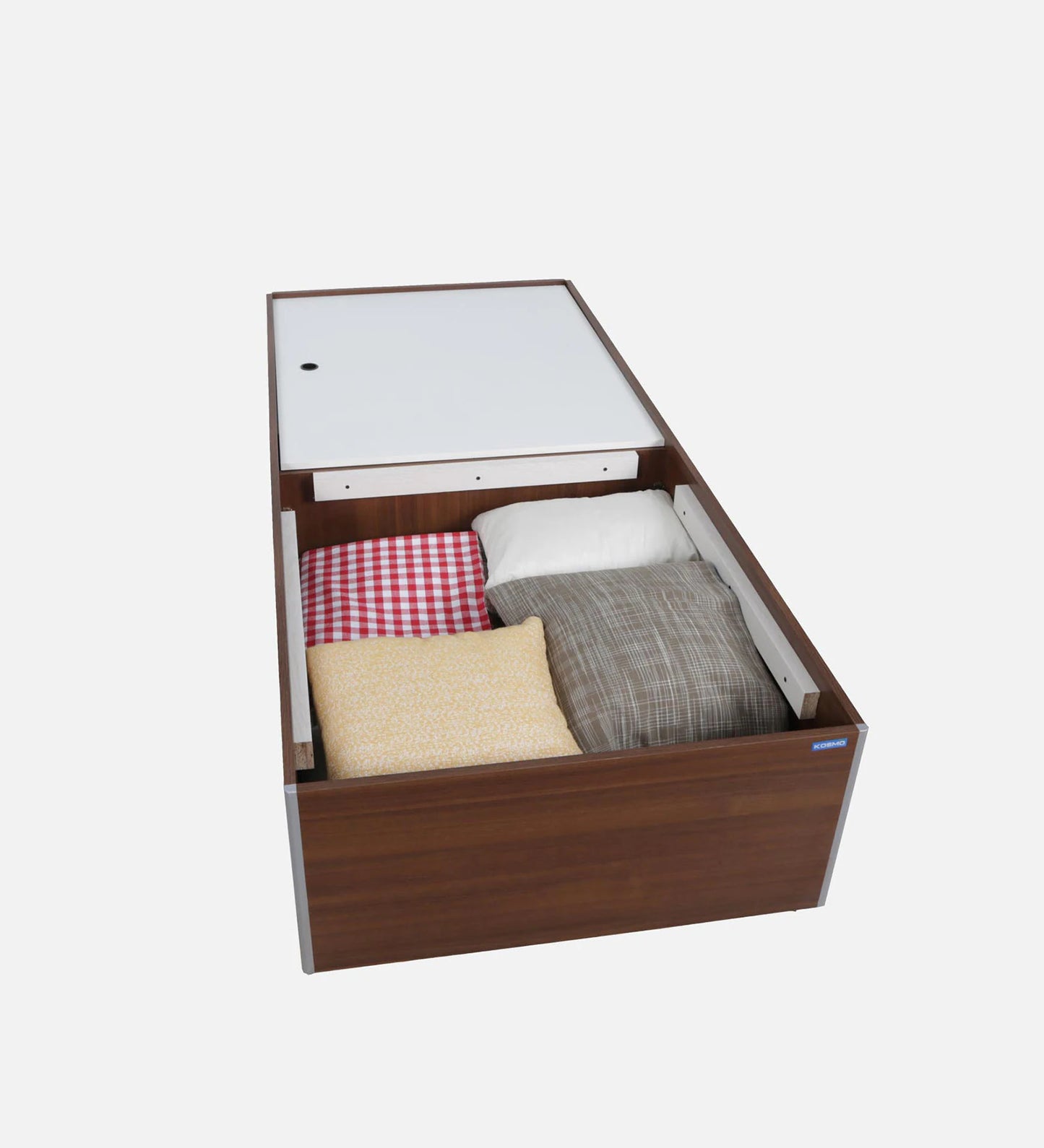 Hunky Single Bed in Rigato Walnut Finish with Box Storage