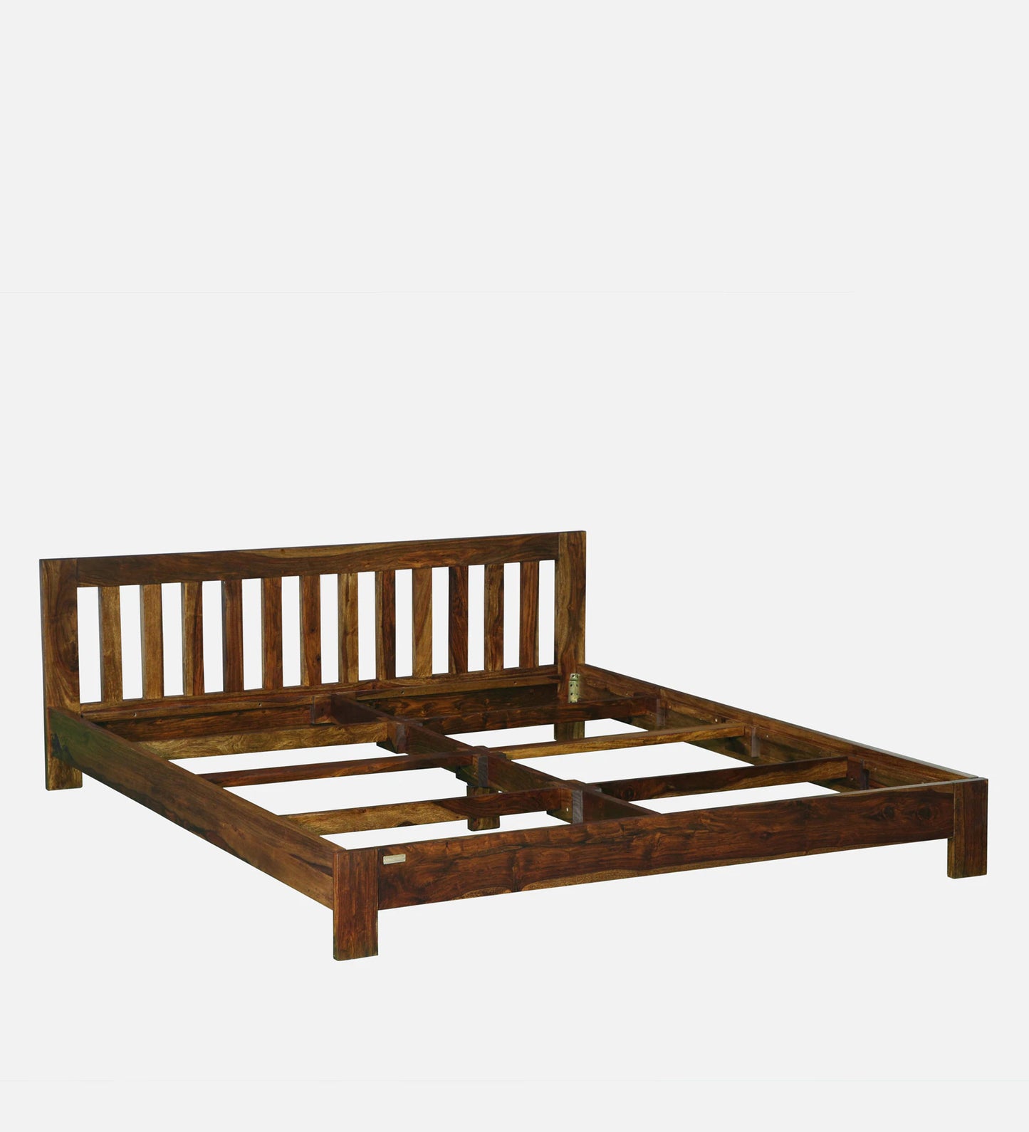 Hunky Sheesham Wood Queen Size Bed In Scratch Resistant Provincial Teak Finish