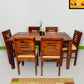 Hunky Haven 6-Seater Sheesham Wood Dining Table Set with Quartz Top (Teak Finish)