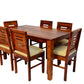 Hunky Haven 6-Seater Sheesham Wood Dining Table Set with Quartz Top (Teak Finish)