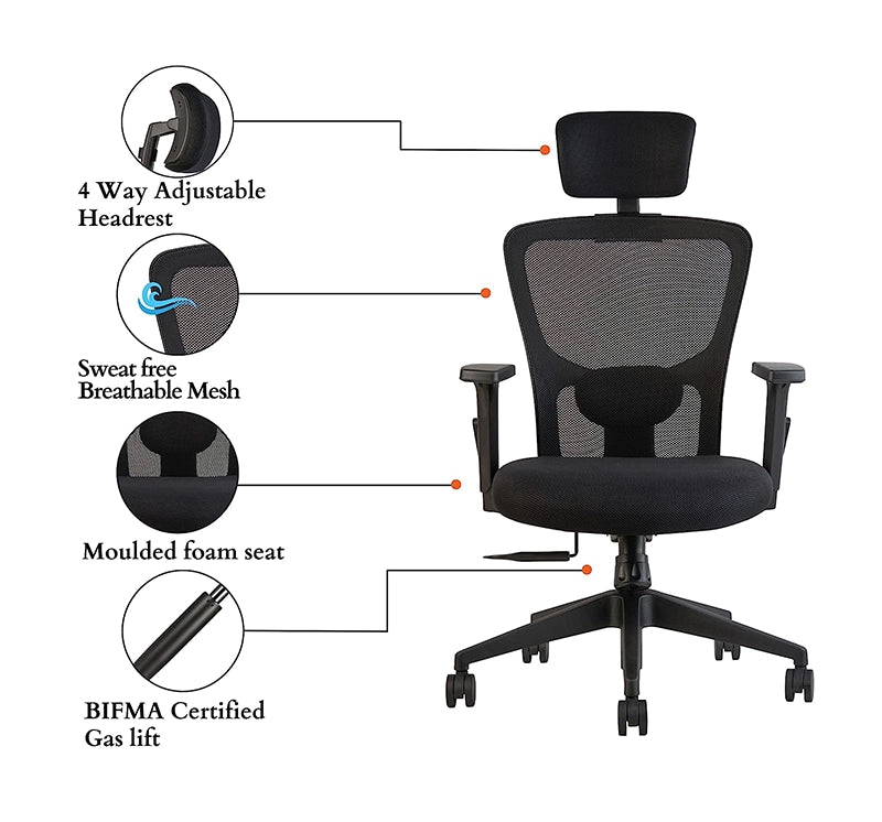 Hunky Jacuzi High Back With 4 Way Adjustable Armrest Ergonomic Chair