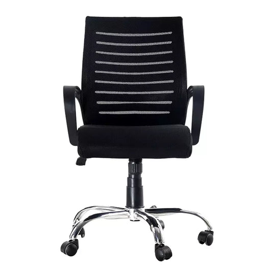 Hunky Ergonomic Medium Back Office Chair: Adjustable Height, Linen Fabric, and Chrome Base
