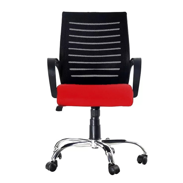 Hunky Ergonomic Medium Back Office Chair: Adjustable Height, Linen Fabric, and Chrome Base