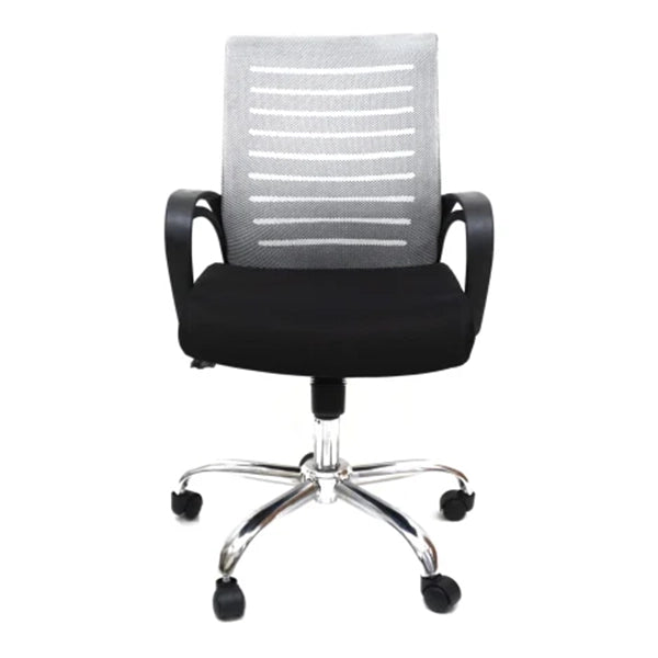Hunky Ergonomic Medium Back Office Chair: Adjustable Height, Linen Fabric, and Chrome Base
