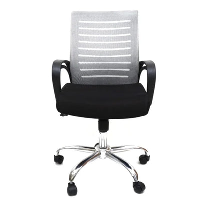 Hunky Ergonomic Medium Back Office Chair: Adjustable Height, Linen Fabric, and Chrome Base