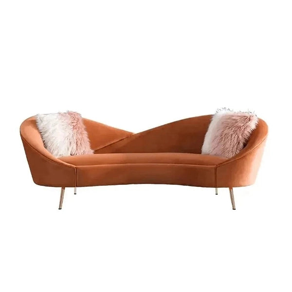 Hunky Modern Stylish Velvet Touch Curved Sofa Set With Stainless Steel legs