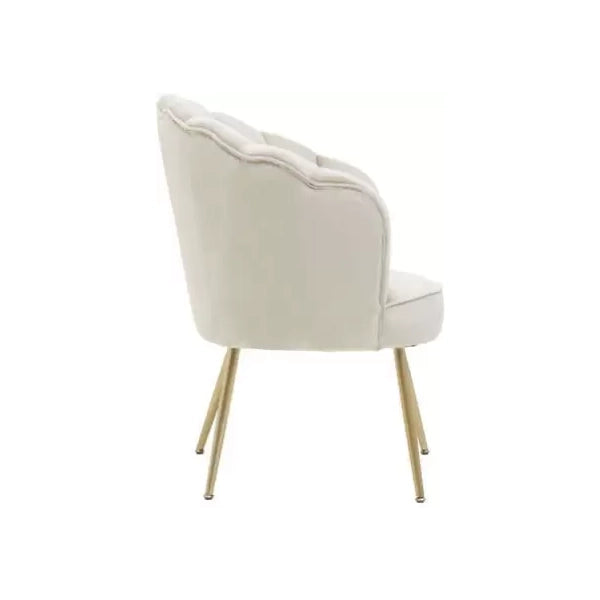 Hunky Velvet Touch Winged Back Puffy Chair with Armrest and Metal Legs