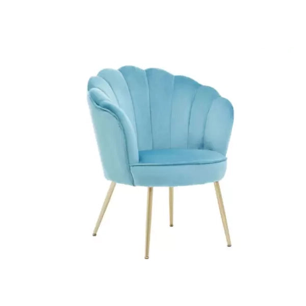 Hunky Velvet Touch Winged Back Puffy Chair with Armrest and Metal Legs