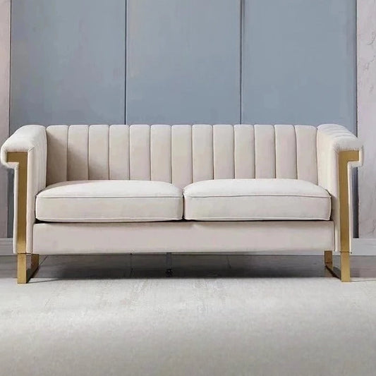 Hunky Modern Stylish Suede Fabric Sofa Set with Stainless Steel Frame