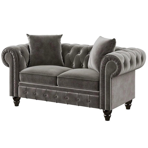 Hunky Luxury Modern Chesterfield Sofa Set with Pine Wood legs
