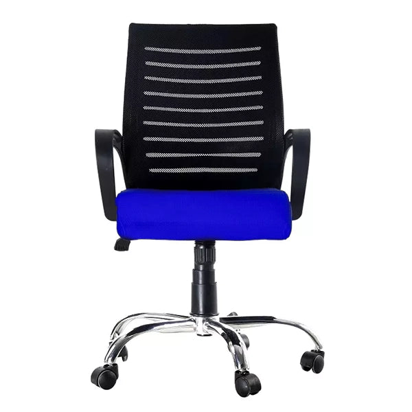 Hunky Ergonomic Medium Back Office Chair: Adjustable Height, Linen Fabric, and Chrome Base