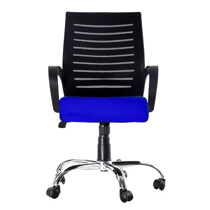 Hunky Ergonomic Medium Back Office Chair: Adjustable Height, Linen Fabric, and Chrome Base