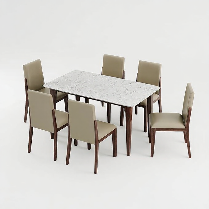 Hunky Elite Comfort 6- Seater Dining Table Set (Solid Wood)