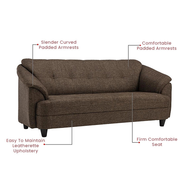 Hunky Modern Premium Fabric 3 Seater Sofa With Wooden Frame and PVC Legs