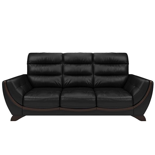Hunky Leatherette Stylish 3 Seater Sofa Set With Wooden Frame and Wooden Legs