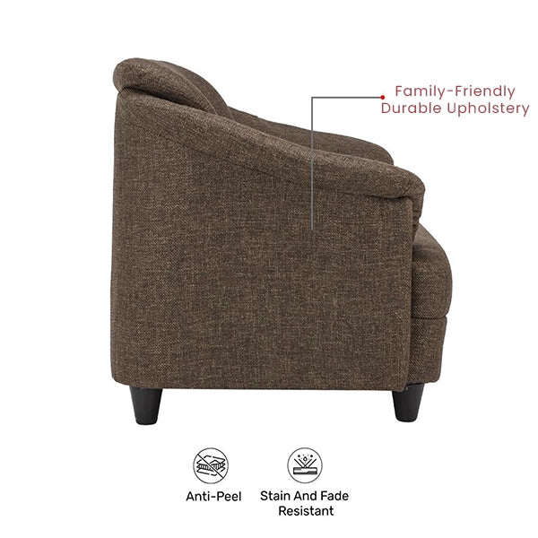 Hunky Modern Premium Fabric 3 Seater Sofa With Wooden Frame and PVC Legs