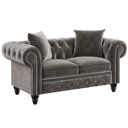 Hunky Luxury Modern Chesterfield Sofa Set with Pine Wood legs