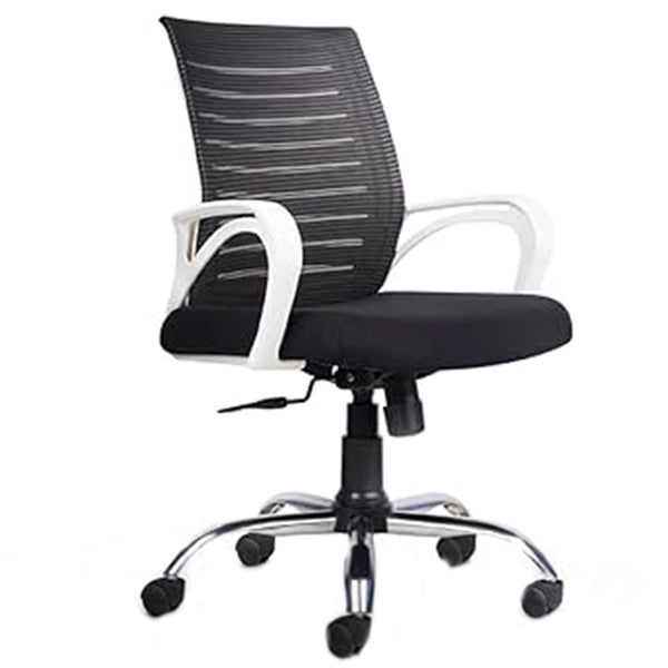 Hunky Ergonomic Medium Back Office Chair: Adjustable Height, Linen Fabric, and Chrome Base