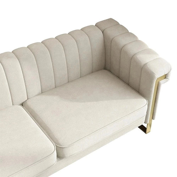 Hunky Modern Stylish Suede Fabric Sofa Set with Stainless Steel Frame