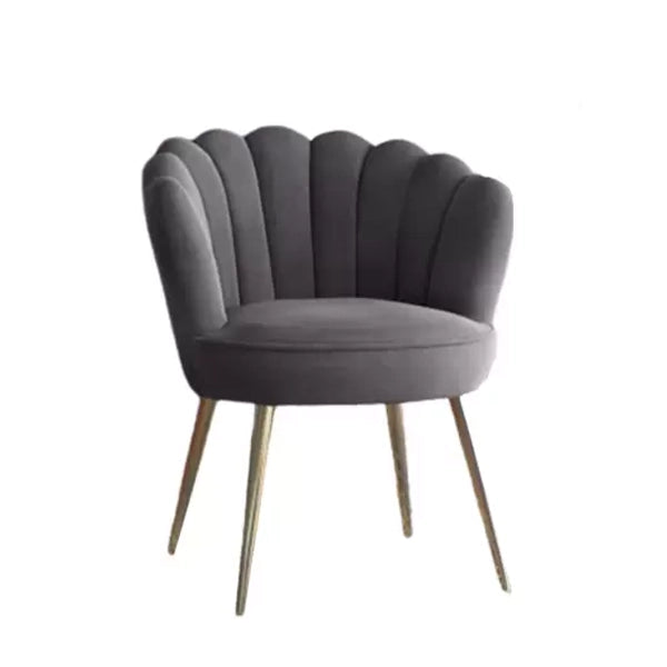 Hunky Velvet Touch Winged Back Puffy Chair with Armrest and Metal Legs