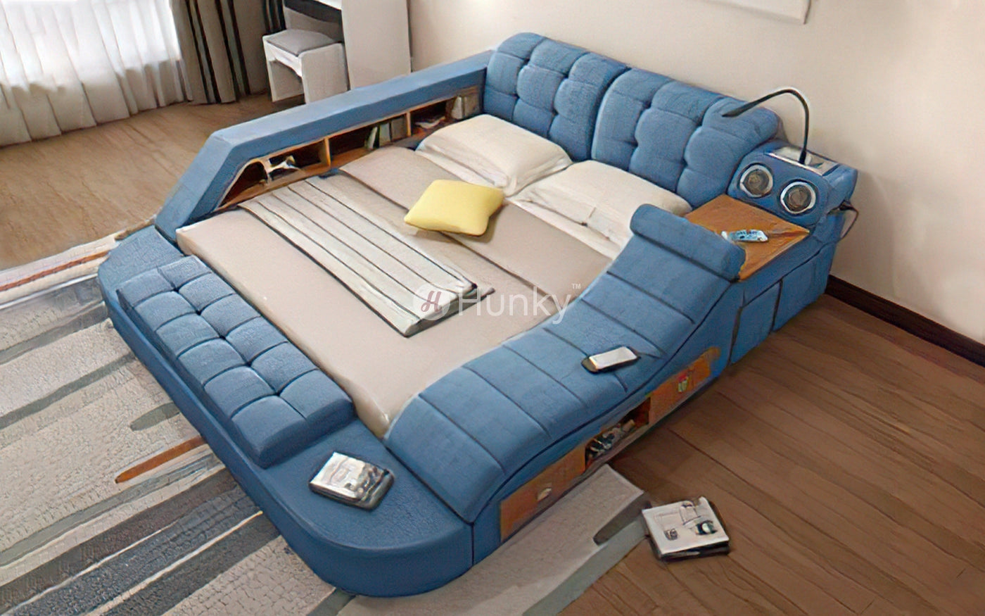 Hunky Futuristic Multifunctional Smart Bed With Massage Chair and Speakers
