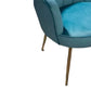 Hunky Velvet Touch Winged Back Puffy Chair with Armrest and Metal Legs