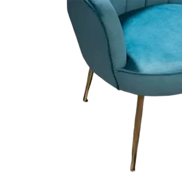 Hunky Velvet Touch Winged Back Puffy Chair with Armrest and Metal Legs