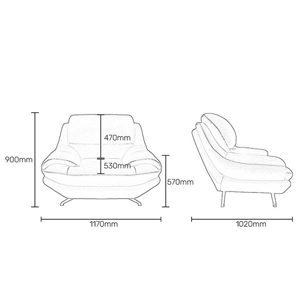 Hunky 3 Seater Modern Leatherette Sofa Set With Wooden Frame and Metal Legs