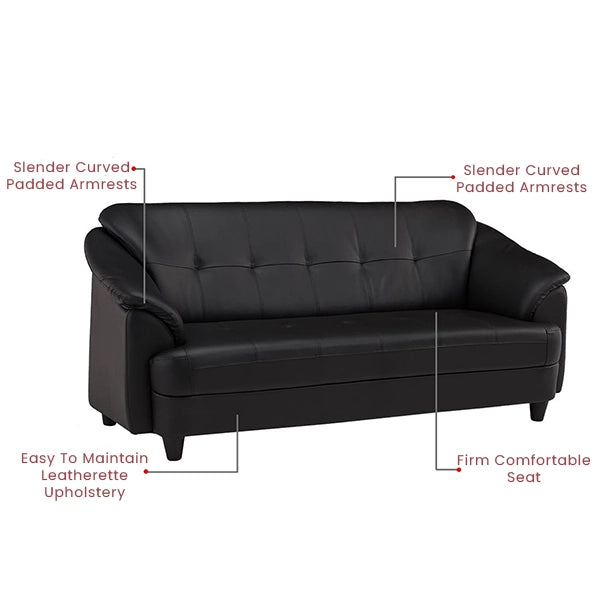 Hunky Modern Premium Fabric 3 Seater Sofa With Wooden Frame and PVC Legs