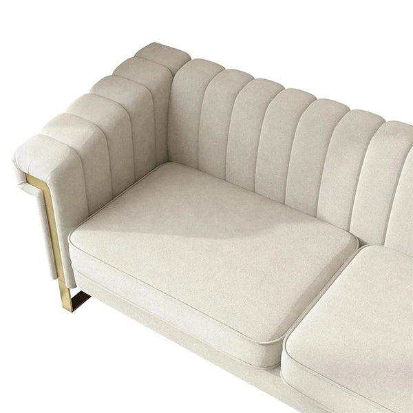 Hunky Modern Stylish Suede Fabric Sofa Set with Stainless Steel Frame