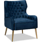 Hunky Wingback Velvet Puffy Chair with Armrest and Metal Legs