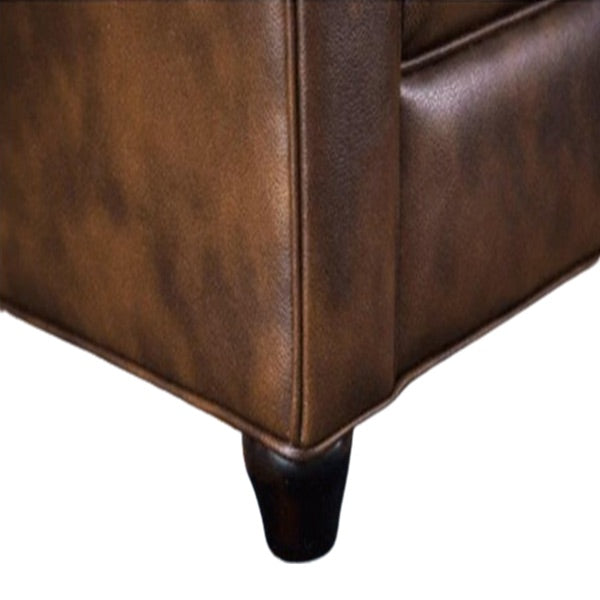 Hunky Chesterfield leatherette Rolled Arm Sofa Set with Pine Wood Legs