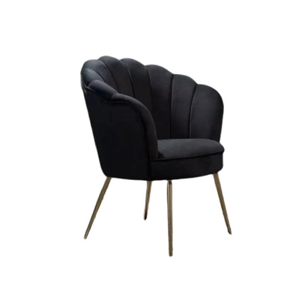 Hunky Velvet Touch Winged Back Puffy Chair with Armrest and Metal Legs