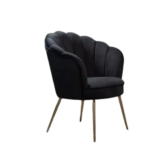 Hunky Velvet Touch Winged Back Puffy Chair with Armrest and Metal Legs