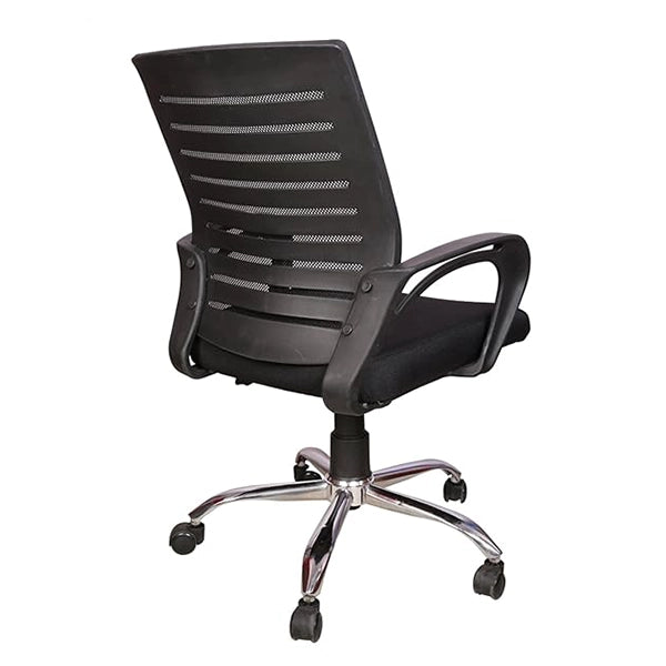 Hunky Ergonomic Medium Back Office Chair: Adjustable Height, Linen Fabric, and Chrome Base