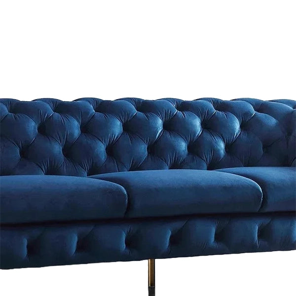 Hunky Chesterfield Suede Fabric Modern Sofa Set with Stainless Steel Legs