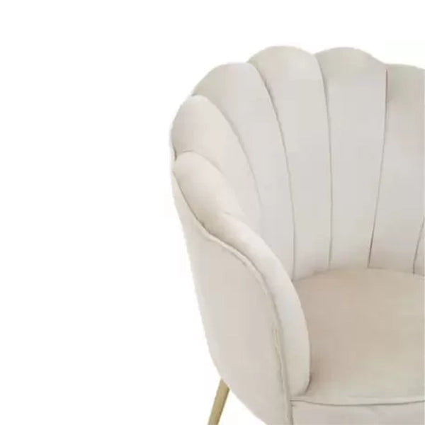 Hunky Velvet Touch Winged Back Puffy Chair with Armrest and Metal Legs