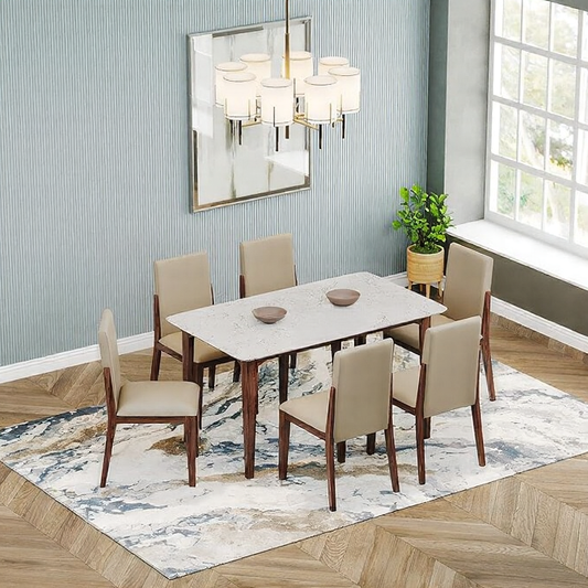 Hunky Elite Comfort 6- Seater Dining Table Set (Solid Wood)