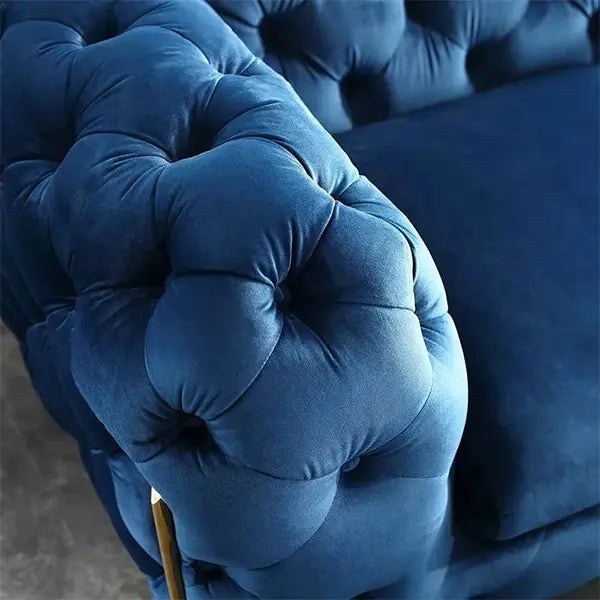 Hunky Chesterfield Suede Fabric Modern Sofa Set with Stainless Steel Legs